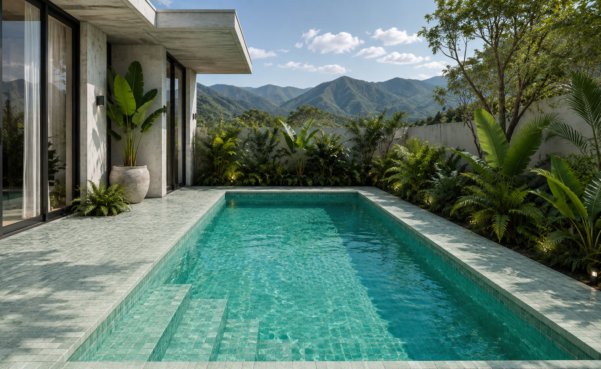 alberca con piedra de la indonesia bali natural honed